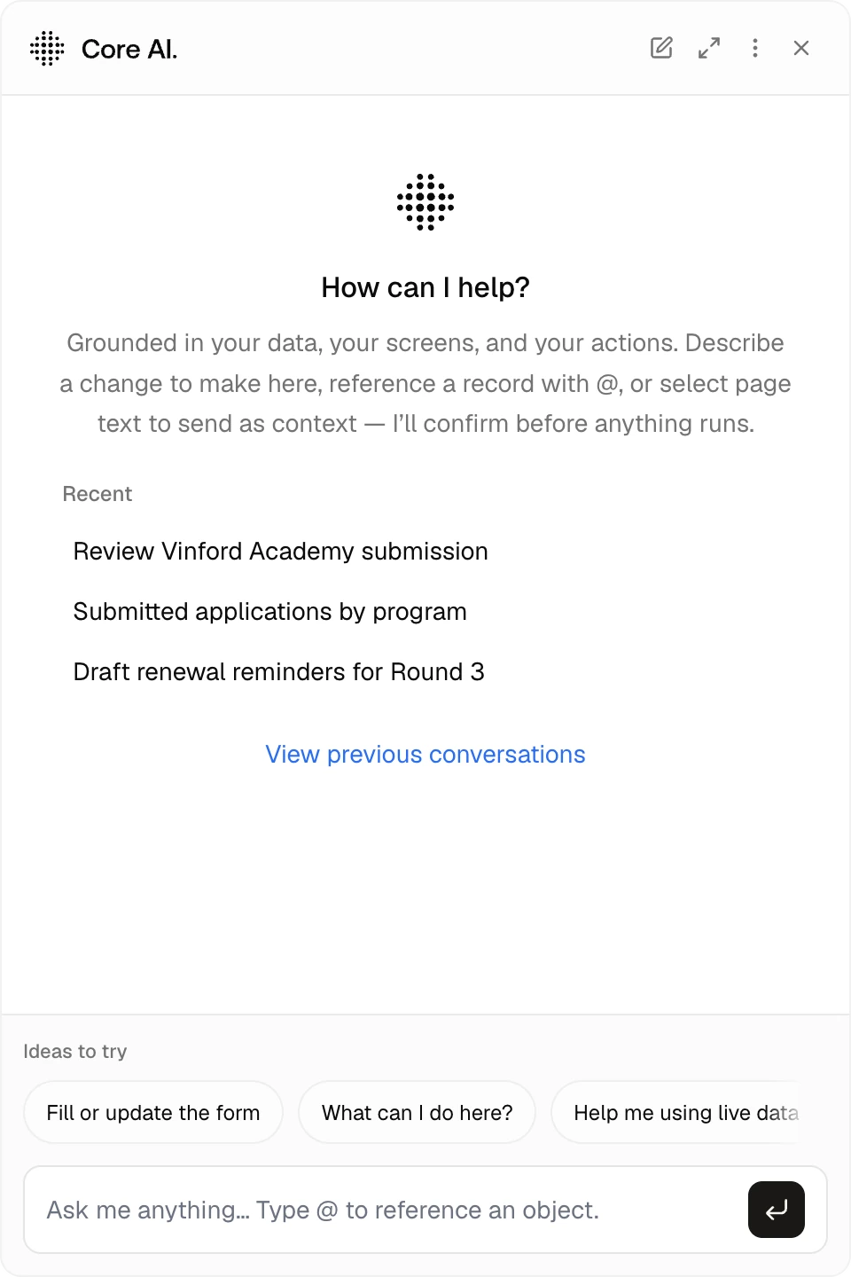Core AI — chat-läge